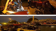 Hà Nội: 3 người bị thương trong vụ 3 ô tô đâm húc liên hoàn 2 xe máy trên đường đê
