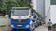 Thi công đường sắt đô thị: 32 xe bồn chở bê tông được 