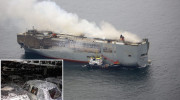 Rò rỉ hình ảnh bên trong tàu vận tải chở gần 3.800 ô tô cháy trên biển