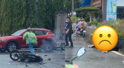 Quảng Ninh: Xe máy lạng lách, đánh võng đâm xe ô tô đến bốc cháy