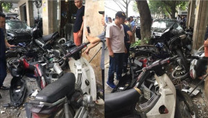 Hà Nội: Honda Civic mất lái, tông đổ hàng loạt xe máy trên đường Trích Sài