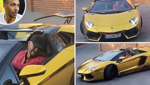 Tiền đạo Arsenal lái Lamborghini Aventador mạ vàng trị giá 8,2 tỷ VNĐ