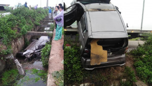 Hà Nội: Kia Morning “đau thương” khi bị lọt xuống khe mương