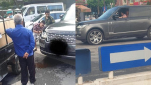Hà Nội: Range Rover toác đầu vì va chạm xe ba bánh: Lái xe ba bánh xin lỗi rồi phóng đi mất