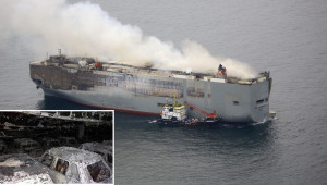 Rò rỉ hình ảnh bên trong tàu vận tải chở gần 3.800 ô tô cháy trên biển