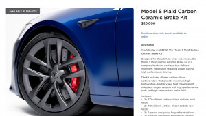 Tesla Model S Plaid sắp có thêm tùy chọn phanh gốm carbon trị giá 453 triệu VNĐ