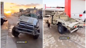 Toyota Land Cruiser lăn vài vòng xuống vách núi, bẹp rúm vẫn cố chạy về đại lý